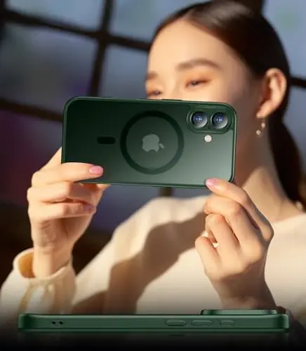 SPIDERCASE Magnetic for iPhone 16 Plus Case, with 2 Pcs [Tempered Glass Screen Protector] Translucent Matte Back Slim Shockproof Protective Phone Case for iPhone 16 Plus 6.7'', Green - 6