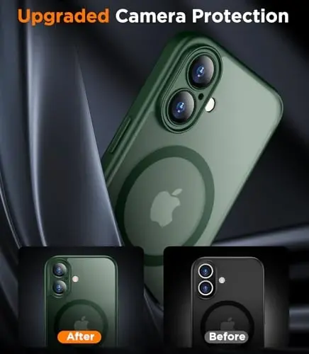 SPIDERCASE Magnetic for iPhone 16 Plus Case, with 2 Pcs [Tempered Glass Screen Protector] Translucent Matte Back Slim Shockproof Protective Phone Case for iPhone 16 Plus 6.7'', Green - 5