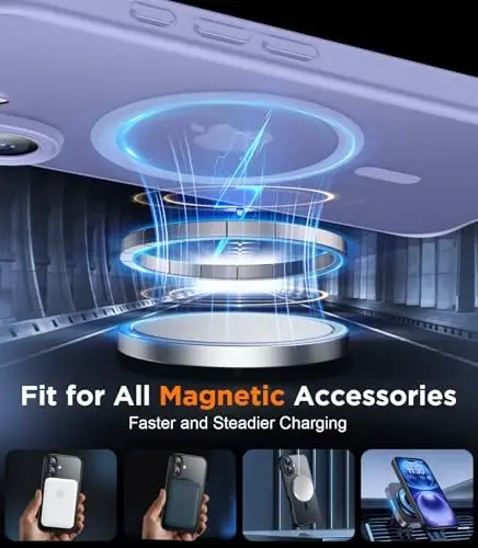 SPIDERCASE Magnetic for iPhone 16 Plus Case,with 2 Pcs [Tempered Glass Screen Protector] Translucent Matte Back Slim Shockproof Protective Phone Case for iPhone 16 Plus 6.7'',Light Purple - 5