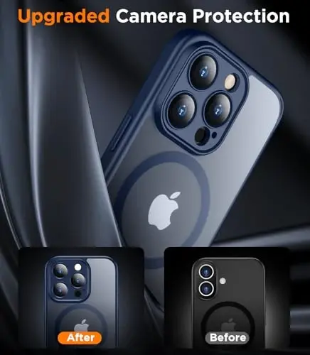 SPIDERCASE Magnetic for iPhone 16 Pro Max Case, with 2 Pcs [Tempered Glass Screen Protector] Translucent Matte Back Slim Shockproof Protective Phone Case for iPhone 16 Pro Max 6.9'',Blue - 3