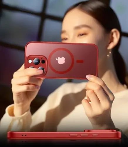 SPIDERCASE Magnetic for iPhone 16 Pro Max Case, with 2 Pcs [Tempered Glass Screen Protector] Translucent Matte Back Slim Shockproof Protective Phone Case for iPhone 16 Pro Max 6.9'',Red - 6