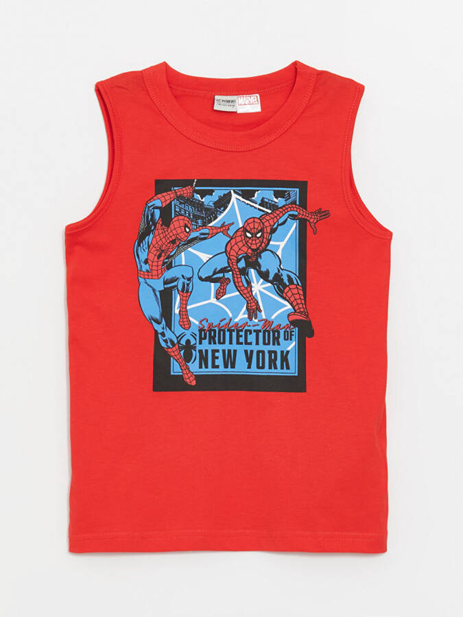 Spiderman Printed Boys' T-shirt and Swim Shorts with Bicycle Neck - 9