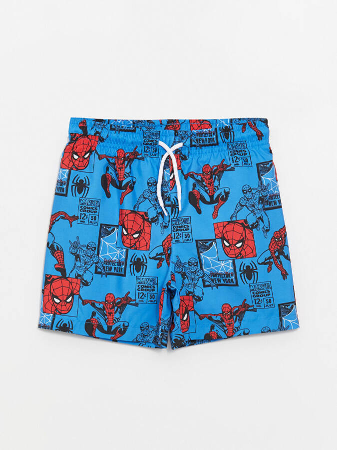 Spiderman Printed Boys' T-shirt and Swim Shorts with Bicycle Neck - 12