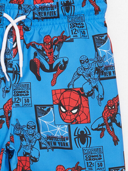 Spiderman Printed Boys' T-shirt and Swim Shorts with Bicycle Neck - 13