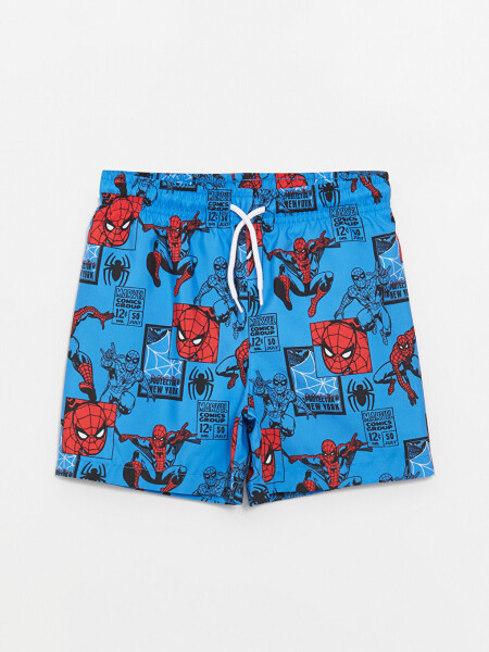 Spiderman Printed Boys' T-shirt and Swim Shorts with Bicycle Neck - 19