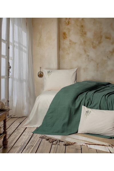 Spin Double Bed Duvet Set Sophia Green - COTTON BOX