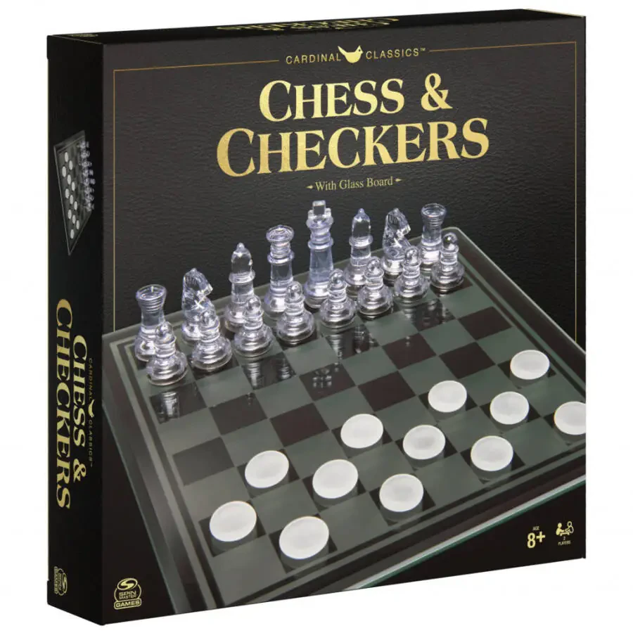 Spin Master Games, Clear Chess and Checkers Set with Glass Gameboard, for Ages 8+ - 7