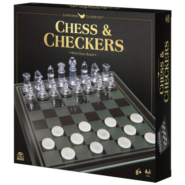 Spin Master Games, Clear Chess and Checkers Set with Glass Gameboard, for Ages 8+ - 8