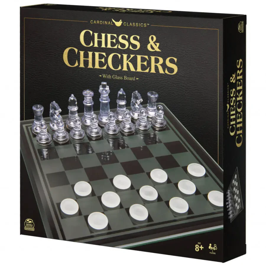 Spin Master Games, Clear Chess and Checkers Set with Glass Gameboard, for Ages 8+ - 8