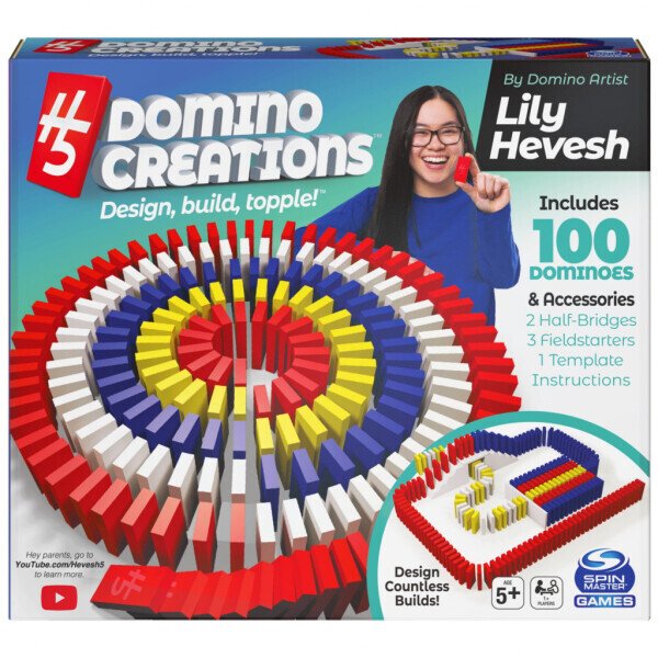 Spin Master Games, Lily Hevesh H5 Domino Creations 100 qismli Domino To'plami, Bolalar O'yinlari, Qurilish O'yinchoqlari, Klassik O'yin, Kattalar uchun Dominolar, 5+ yosh - 8