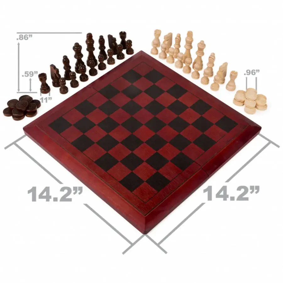 Spin Master Games, Wood Chess, Checkers, and Backgammon 3-in-1 Set, for Ages 8 and Up - 7