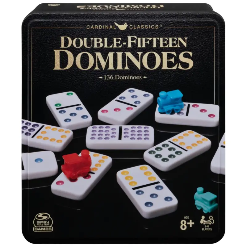 Spin Master Games, Classics Double Fifteen Dominoes Set in Storage Tin, for Ages 8+- - 6