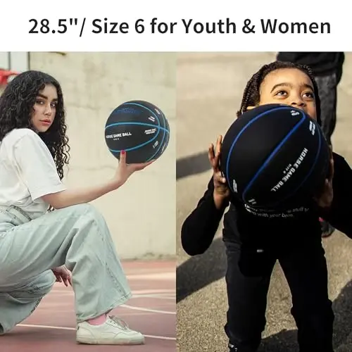 Spin-N-Shoot Basketball, Horse Game Ball with Gameplay Instructions, Indoor Outdoor Basketball for Women Boys and Girls, Official Size 6 (28.5''), Pump and Needle Included - 6