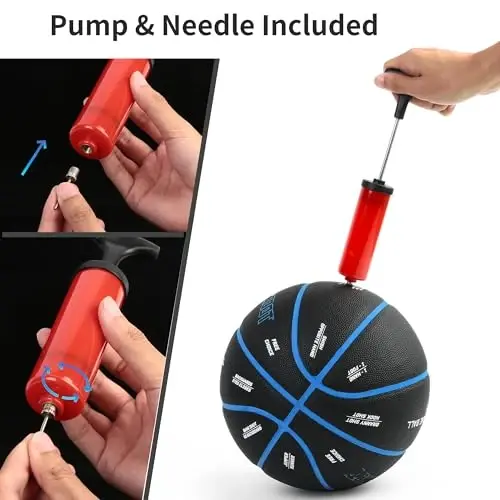 Spin-N-Shoot Basketball, O'g'il bolalar va qizlar uchun uy ichida va tashqarisida basketbol o'yini, O'yin o'ynash bo'yicha ko'rsatmalar bilan Horse Game Ball, Rasmiy 6-razmer (28,5''), Nasos va igna bilan birga - 5