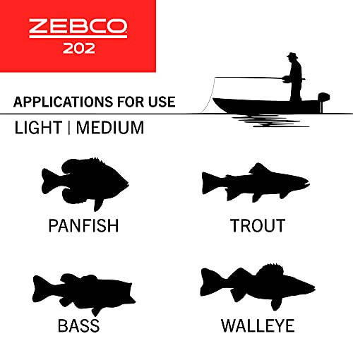 Спиннинговая катушка Zebco 202, размер 30, правая леска, прочные всеметаллические шестерни, стальной подъемный штифт, предварительно намотанная 10-фунтовой леской Zebco, черный цвет, упаковка в виде моллюска - 5