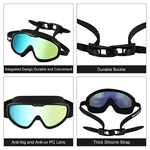 Spinosaurus Swim Goggles, Swimming Goggles-Fashionable Anti UV Anti Fog Wide Frame Swim Goggles for Adults - SPINOSAURUS (1)