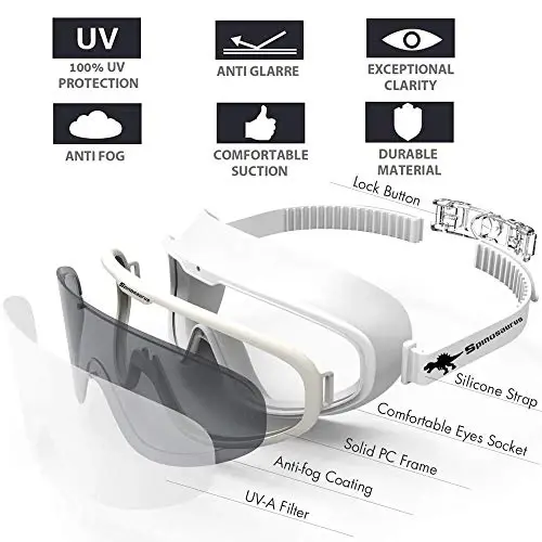 Spinosaurus Swim Goggles, Swimming Goggles-Fashionable Anti UV Anti Fog Wide Frame Swim Goggles for Adults - 3