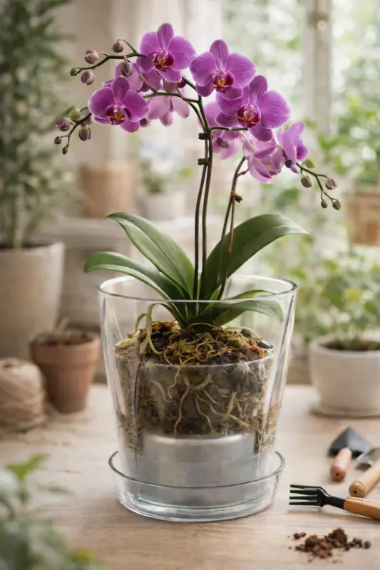 Spiral Orchid Pot Transparent 1.3 L Transparent Orchid Pot - 4