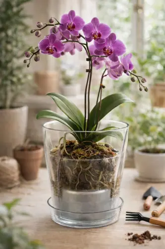Spiral Orchid Pot Transparent 1.3 L Transparent Orchid Pot - 3