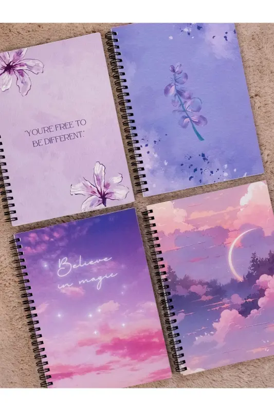 Spiral School Notebook 80 pages 4-pack (magicset) - A5 Size Ruled - FOBINOTE