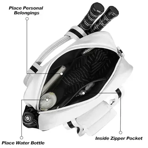 SPOENGRU Pickleball Bag, fermuar va sozlanishi mumkin bo'lgan yelka tasmasi bilan Pickleball Tote Bag - 5