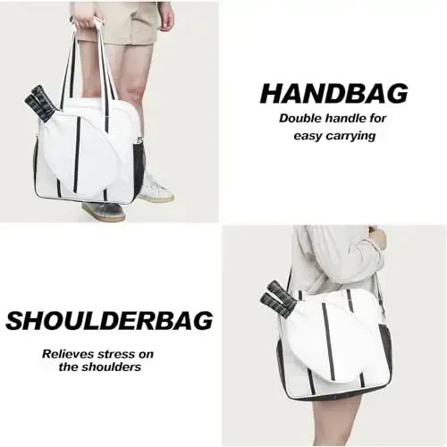 SPOENGRU Pickleball Bag, fermuar va sozlanishi mumkin bo'lgan yelka tasmasi bilan Pickleball Tote Bag - 6
