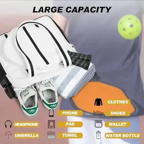 SPOENGRU Pickleball Bag, Pickleball Tote Bag with Zipper & Adjustable Shoulder Strap - 3