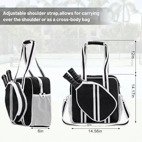 SPOENGRU Pickleball Bag, Pickleball Tote Bag with Zipper & Adjustable Shoulder Strap - SPOENGRU (1)