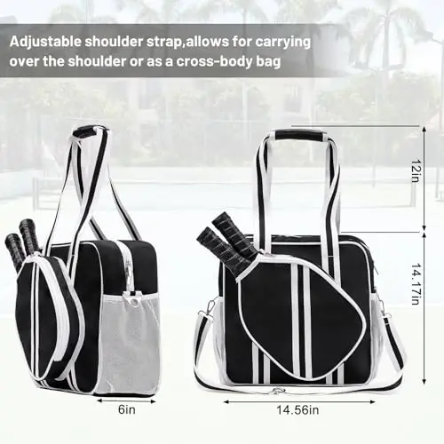 SPOENGRU Pickleball Bag, Pickleball Tote Bag with Zipper & Adjustable Shoulder Strap - SPOENGRU (1)