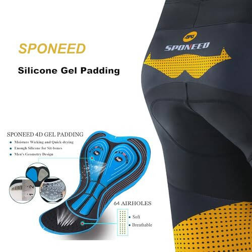 Sponeed Mens Padded Biking Shorts Cycling Men Jerseys Outdoor Biking Wear US M - 4