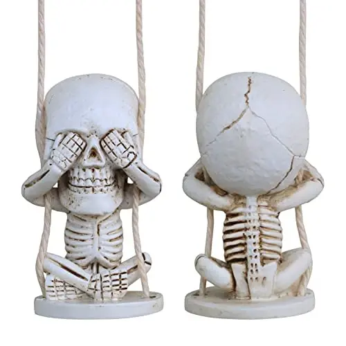 Spooky Rear View Mirror Accessories of Swinging Sugar Skull Car Hanging Ornament Truck Accessorie for Jeep Men Women Ornaments for Your Cars for Dad Mom Boys Girls - 3