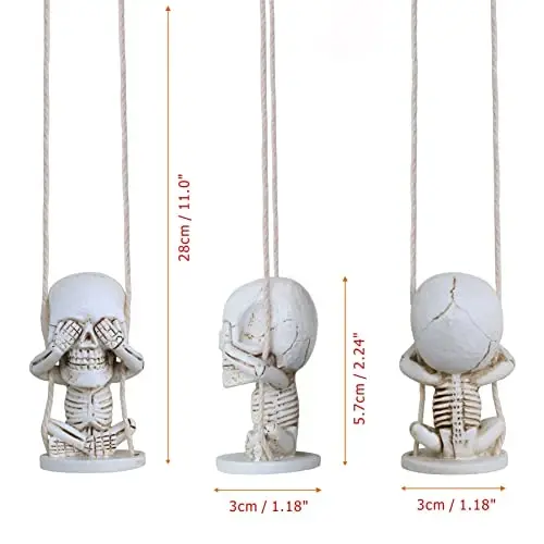 Spooky Rear View Mirror Accessories of Swinging Sugar Skull Car Hanging Ornament Truck Accessorie for Jeep Men Women Ornaments for Your Cars for Dad Mom Boys Girls - 4