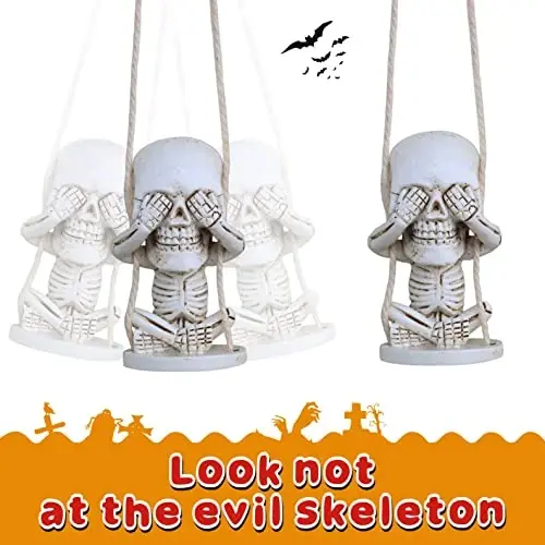 Spooky Rear View Mirror Accessories of Swinging Sugar Skull Car Hanging Ornament Truck Accessorie for Jeep Men Women Ornaments for Your Cars for Dad Mom Boys Girls - 5