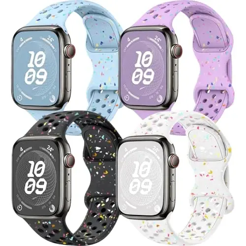 Spor Bantları Apple Watch Bandı 38mm 40mm 41mm 42mm 44mm 45mm 49mm Kadın Erkek için, Geri Dönüştürülmüş Plastik Nefes Alabilen Yumuşak iWatch bantları iWatch Serisi 9 8 7 6 5 4 3 2 1 Ultra SE Ultra 2 için 