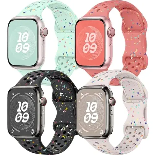 Sport Bands Compatible with Apple Watch Band 38mm 40mm 41mm 42mm 44mm 45mm 49mm for Women Men, Recycled Plastic Breathable Soft iWatch bands for iWatch Series 9 8 7 6 5 4 3 2 1 Ultra SE Ultra 2 - 1