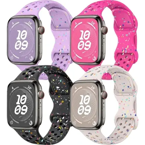 Spor Bantları Apple Watch Bandı ile Uyumlu 38mm 40mm 41mm 42mm 44mm 45mm 49mm Kadın Erkek için, Geri Dönüştürülmüş Plastik Nefes Alabilen Yumuşak iWatch bantları iWatch Serisi 9 8 7 6 5 4 3 2 1 Ultra SE Ultra 2 için - 1