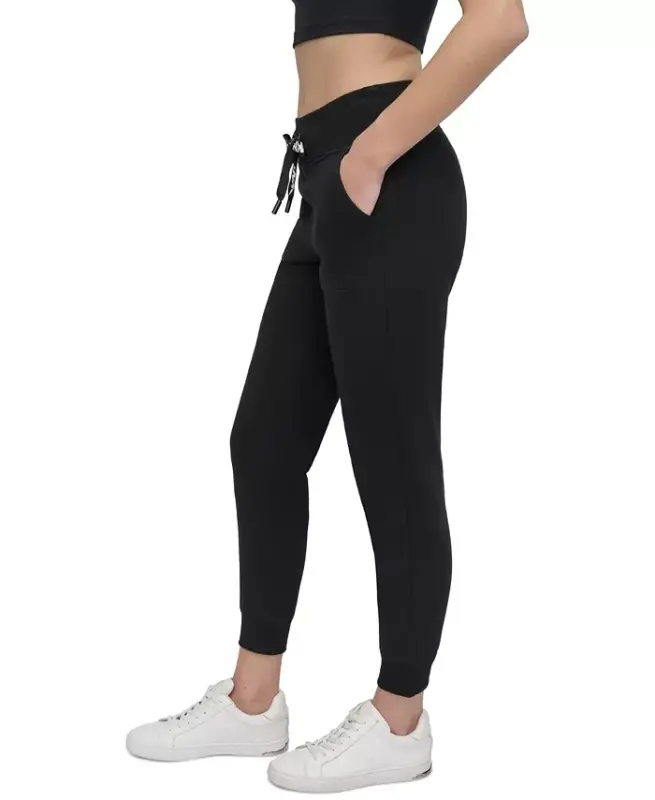 Women's Logo-Drawstring High-Rise Joggers - Black - 2