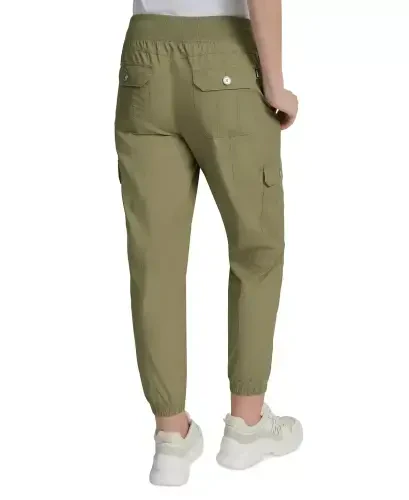 Sport Women's Cotton Ribbed-Waist Jogger Cargo Pants-Utility Green - DKNY (1)