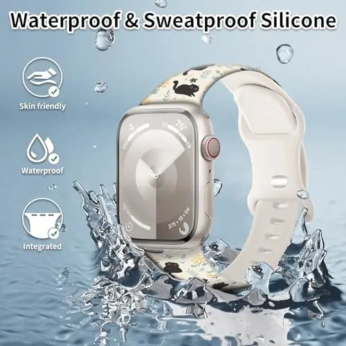Spor Saat Kayışı iWatch Band 38mm 40mm 41mm Kadınlarla Uyumlu, iWatch Serisi Ultra 9 8 7 6 5 4 3 2 1 SE için Yumuşak Silikon Çiçek Baskılı Spor Kayış Yedek Bileklikler - 2