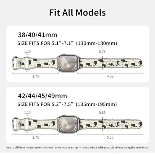 Spor Saat Kayışı iWatch Band 38mm 40mm 41mm Kadınlarla Uyumlu, iWatch Serisi Ultra 9 8 7 6 5 4 3 2 1 SE için Yumuşak Silikon Çiçek Baskılı Spor Kayış Yedek Bileklikler - 4