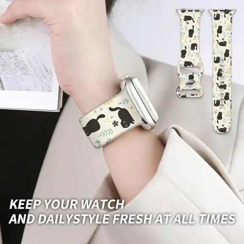 Spor Saat Kayışı iWatch Band 38mm 40mm 41mm Kadınlarla Uyumlu, iWatch Serisi Ultra 9 8 7 6 5 4 3 2 1 SE için Yumuşak Silikon Çiçek Baskılı Spor Kayış Yedek Bileklikler - 6