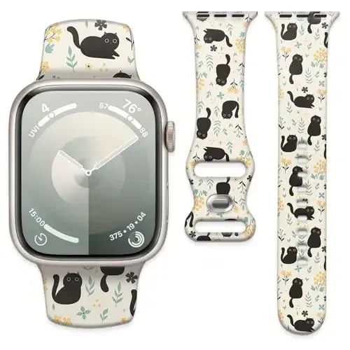 Sport Watch Band Compatible with iWatch Band 38mm 40mm 41mm Women, Soft Silicone Floral Print Sport Strap Replacement Wristbands for iWatch Series Ultra 9 8 7 6 5 4 3 2 1 SE 