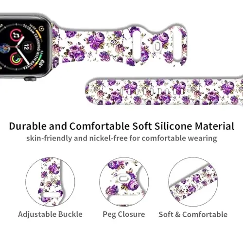 Sport Watch Bands Compatible with Apple Watch Band 38mm 40mm 41mm for Women Men, Adjustable Soft Silicone Replacement Smartwatch Wristband for iWatch Series 7 6 5 4 3 2 1 SE(daih) - 3
