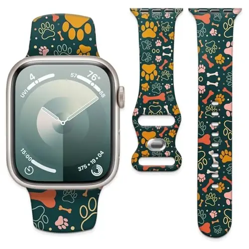 Sport Watch Band Compatible with iWatch Band 38mm 40mm 41mm Women, Soft Silicone Floral Print Sport Strap Replacement Wristbands for iWatch Series Ultra 9 8 7 6 5 4 3 2 1 SE - 1