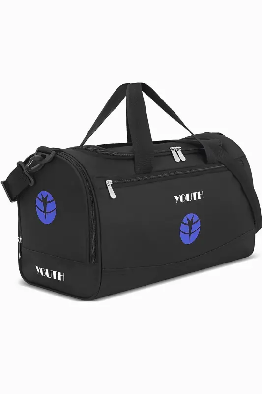 Spor Seyahat Çantası Siyah Renk Unisex Çanta Kabin Boy Valiz-Siyah Mavi - 1