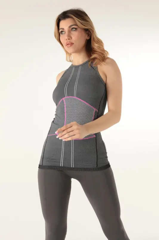 Sporcu Unisex Gym Seamless Dikişsiz T-shirt-GRİ - 4