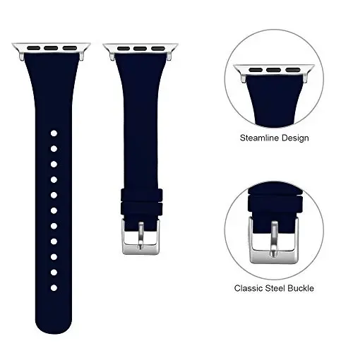 Sport Band Apple Watch 49mm 46mm 45mm 44mm 42mm 41mm 40mm 38mm bilan mos keladi, iWatch Series 11 10 9 8 7 6 5 4 3 2 1 SE Ultra ayollar erkaklar uchun klassik qisqichli yumshoq silikon almashtirish tasmasi - 2