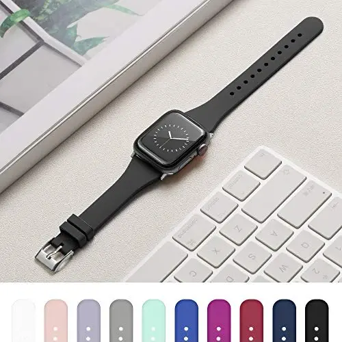 Sport Band Apple Watch 49mm 46mm 45mm 44mm 42mm 41mm 40mm 38mm bilan mos keladi, iWatch Series 11 10 9 8 7 6 5 4 3 2 1 SE Ultra ayollar erkaklar uchun klassik qisqichli yumshoq silikon almashtirish tasmasi - 4