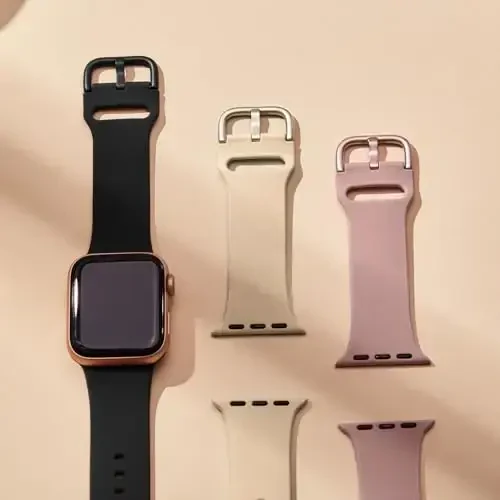 Sport Band Apple Watch Bands 49mm 46mm 45mm 44mm 42mm 41mm 40mm 38mm bilan mos keladi, iWatch Series 11 10 9 8 7 6 5 4 3 2 1 SE Ultra ayollar erkaklar uchun klassik qisqichli yumshoq silikon almashtirish tasmachasi - 5