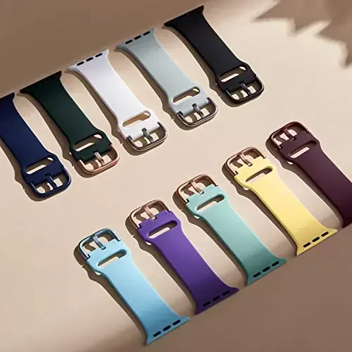 Sport Band Apple Watch Bands 49mm 46mm 45mm 44mm 42mm 41mm 40mm 38mm bilan mos keladi, iWatch Series 11 10 9 8 7 6 5 4 3 2 1 SE Ultra ayollar erkaklar uchun klassik qisqichli yumshoq silikon almashtirish tasmasi - 3